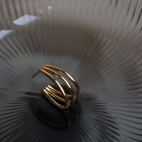 鈦鋼利落三爪耳環